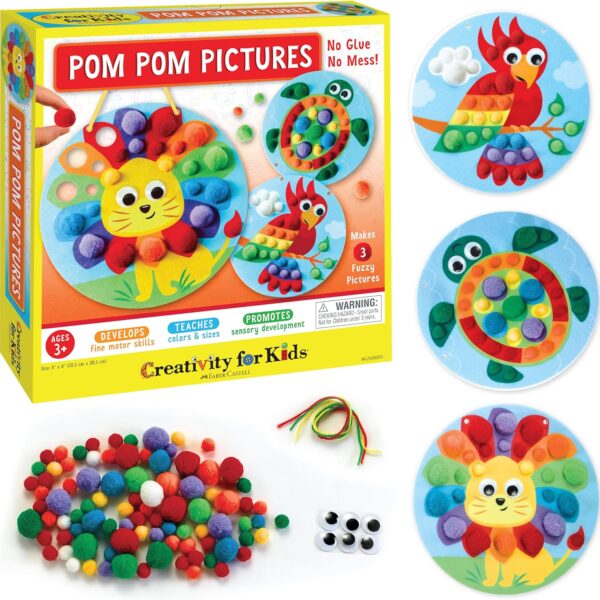 Creativity for Kids Pom Pom Pictures: Animals - Preschool Learning Activities, Sensory Toys for Toddlers, Toddler Arts and Crafts for Ages 3-5+