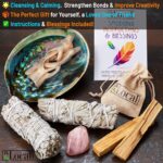 Perfect Unity Smudging Kit - 2 White Sage Smudge Sticks + 2 Palo Santo Sticks + Abalone Shell Bowl + Rose Quartz Crystal | Healing Incense for Cleansing, Blessing, Protection, Meditation - Image 4