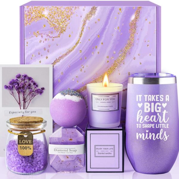 Teacher Gifts for Women, Teacher Appreciation Gifts, Teacher Gifts for Easter Valentines Day Mothers Day Thanksgiving Christmas, Back to School Gift for Teacher - Unique Lavender Spa Basket Set