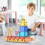 PicassoTiles Magnetic Tiles 60pcs Kids Toys Classroom Sensory Toy for Toddlers STEM Learning Building Blocks, Montessori Pretend Play Magnet Tile Construction Stacking Block Boys Girls Ages 3+ PT60 - Image 2