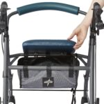 Medline Rollator Walker with Seat and Wheels, Folding Walker for Seniors with Microban Protection, Durable Steel Frame Supports up to 350 lbs, 6 inch wheels, Teal - Image 3