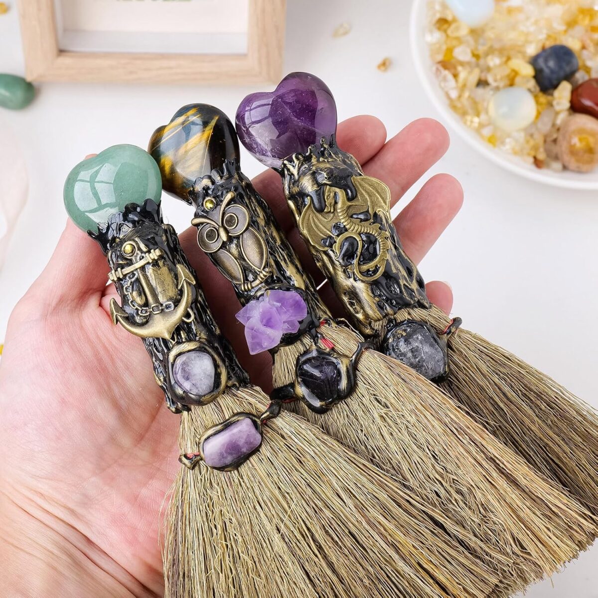 Natural Clear Quartz Magic Witch Broom - Handcrafted Love Crystal for Energy Cleansing & Chakra Balancing - Reiki Healing Tool with Positive Energy for Home, Office, Bedroom & Spiritual Decor Gift - Image 4