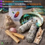 Perfect Unity Smudging Kit - 2 White Sage Smudge Sticks + 2 Palo Santo Sticks + Abalone Shell Bowl + Rose Quartz Crystal | Healing Incense for Cleansing, Blessing, Protection, Meditation - Image 2