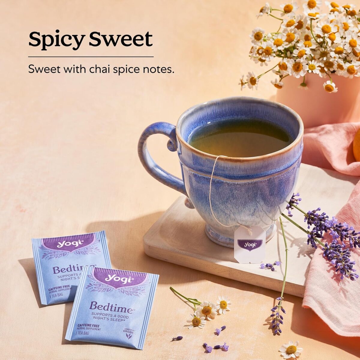 Yogi Tea Bedtime Tea - 16 Tea Bags per Pack (4 Packs) - Chamomile & Passionflower Herbal Tea Blend - Tea to Support a Good Night's Sleep - Includes Lavender, Licorice Root, Spearmint & Cardamom - Image 4