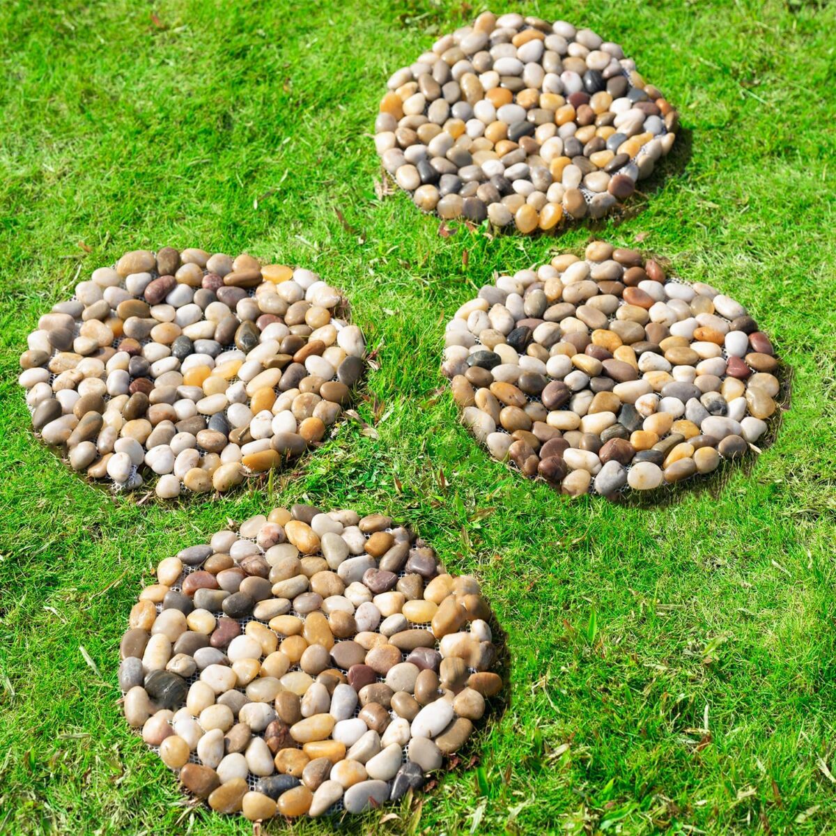 6 PCS River Rock Stepping Stones Outdoor, 9 Inch Round Pavers Pebbles Polished Gravel for Garden Walkway - Image 8