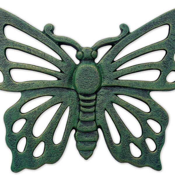 Sunset Vista Designs Garden Path Cast Iron Stepping Stone, 14.5" x 10.5", Butterfly - Verdigris