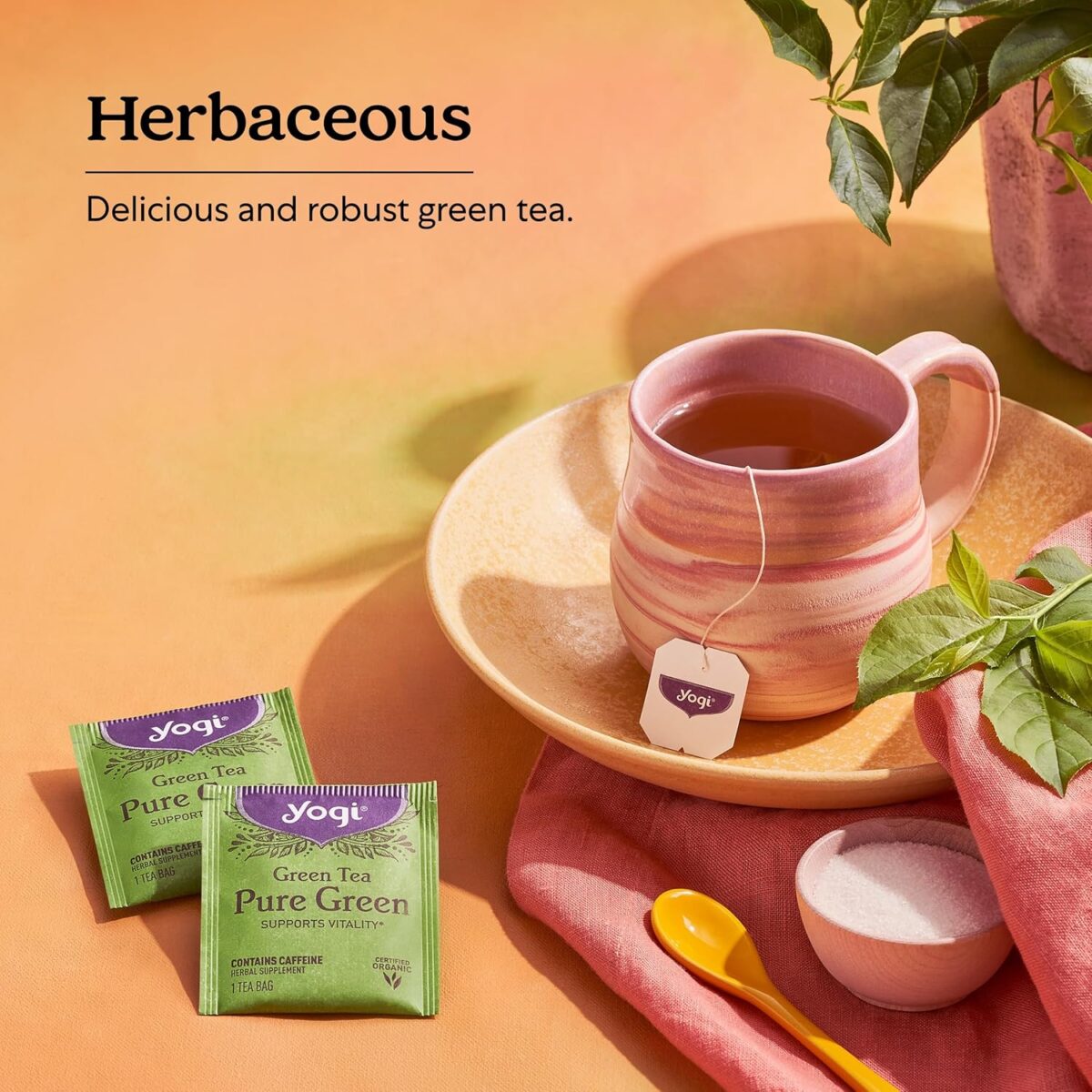 Yogi Tea Pure Green Tea - 16 Bags per Pack (4 Packs) - Organic - Supports Overall Health & Provides Antioxidants - Image 4