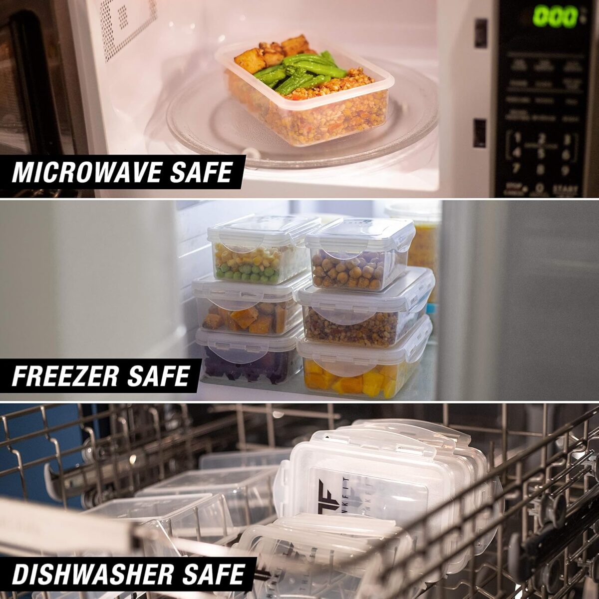 ThinkFit Meal Prep Containers, BPA Free - Airtight Food Storage Containers Best for Meal Prepping & Portion Control - Reusable, Stackable, Microwavable, Dishwasher & Freezer Safe (6 Piece Set) - Image 4